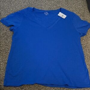 J. Crew Factory Vibrant Blue V-Neck Short Sleeve Tee
